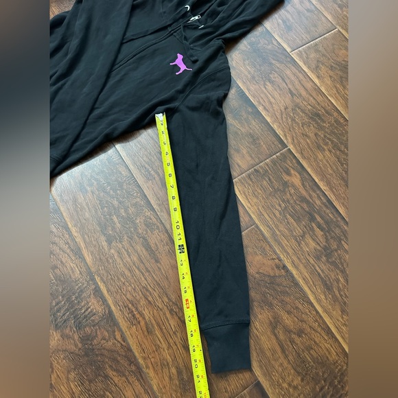 PINK by Victoria’s Secret, black and pink zip up hoodie size x-small - Picture 4 of 7